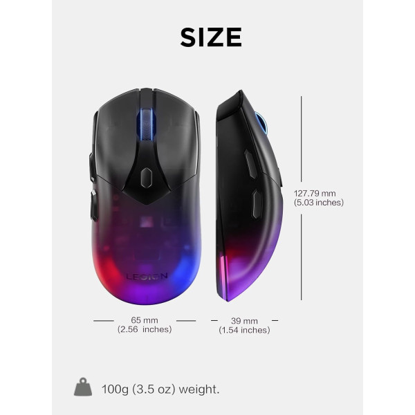 فأرة الألعاب اللاسلكية Lenovo Legion M410 RGB – أسود – 16,000 DPI