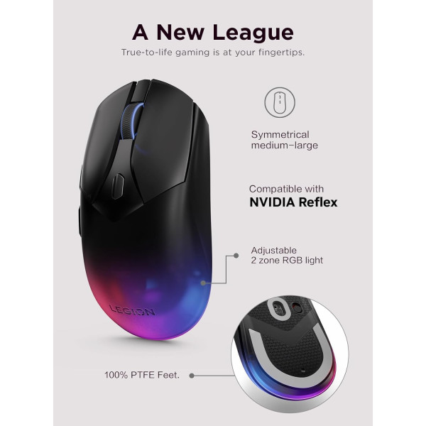 فأرة الألعاب اللاسلكية Lenovo Legion M410 RGB – أسود – 16,000 DPI