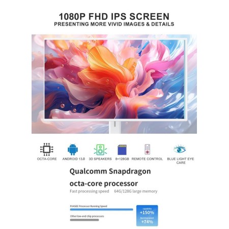 Smart Touch Screen 32-Inch FHD Rotating  – Powerful 10,500mAh Battery Up to 8 Hours for Mobile Performance – White