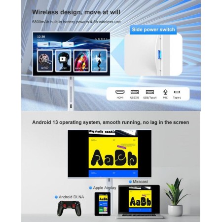 Smart Touch Screen 32-Inch FHD Rotating  – Powerful 10,500mAh Battery Up to 8 Hours for Mobile Performance – White