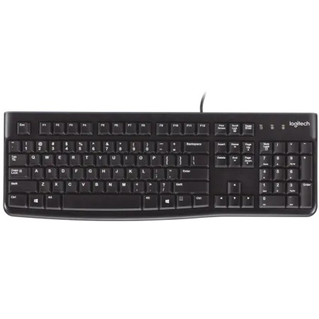 Wired Keyboard Logitech K120 ,Full-size layout ,USB wired ,Low-profile ,Spill-resistant design - Black Wired Keyboard Logitech K120 ,Full-size layout ,USB wired ,Low-profile ,Spill-resistant design - Black