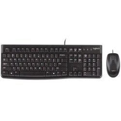 Combo Wired Keyboard and Mouse , Logitech MK120 ,Full-size keyboard ,Reliable USB ,Spill-resistan ,Comfortable, low-profile - Black