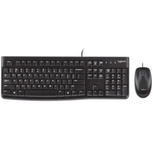 Combo Wired Keyboard and Mouse , Logitech MK120 ,Full-size keyboard ,Reliable USB ,Spill-resistan ,Comfortable, low-profile - Black