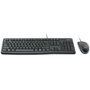 Combo Wired Keyboard and Mouse , Logitech MK120 ,Full-size keyboard ,Reliable USB ,Spill-resistan ,Comfortable, low-profile - Black