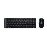 مجموعة لوحة مفاتيح وفأرة لاسلكية Logitech MK220 بمفاتيح منخفضة مريحة، مع دعم اللغتين العربية والإنجليزية - اسود