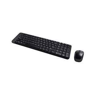 مجموعة لوحة مفاتيح وفأرة لاسلكية Logitech MK220 بمفاتيح منخفضة مريحة، مع دعم اللغتين العربية والإنجليزية - اسود
