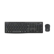 مجموعة لوحة مفاتيح وفأرة لاسلكية Logitech MK295 صامتة، تقنية SilentTouch، تصميم مريح، لوحة مفاتيح كاملة العربية / الإنجليزية – اسود