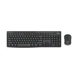 مجموعة لوحة مفاتيح وفأرة لاسلكية Logitech MK295 صامتة، تقنية SilentTouch، تصميم مريح، لوحة مفاتيح كاملة العربية / الإنجليزية – اسود