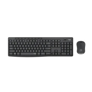 مجموعة لوحة مفاتيح وفأرة لاسلكية Logitech MK295 صامتة، تقنية SilentTouch، تصميم مريح، لوحة مفاتيح كاملة العربية / الإنجليزية – اسود