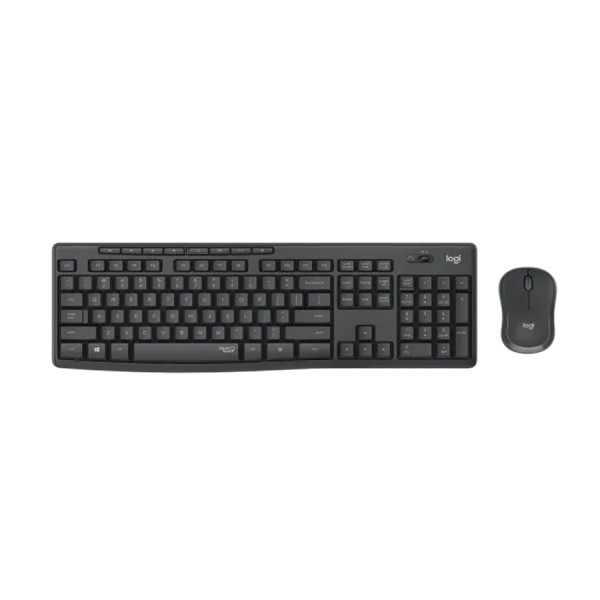 مجموعة لوحة مفاتيح وفأرة لاسلكية Logitech MK295 صامتة، تقنية SilentTouch، تصميم مريح، لوحة مفاتيح كاملة العربية / الإنجليزية – اسود