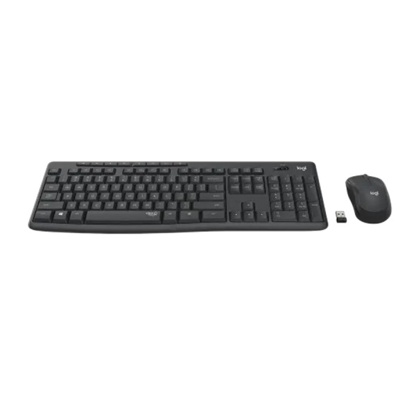 مجموعة لوحة مفاتيح وفأرة لاسلكية Logitech MK295 صامتة، تقنية SilentTouch، تصميم مريح، لوحة مفاتيح كاملة العربية / الإنجليزية – اسود