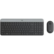 مجموعة لوحة مفاتيح وماوس لاسلكية Logitech MK470 Slim تصميم عصري نحيف، كاملة الحجم، بمفاتيح منخفضة الصوت