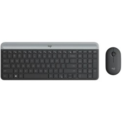 مجموعة لوحة مفاتيح وماوس لاسلكية Logitech MK470 Slim تصميم عصري نحيف، كاملة الحجم، بمفاتيح منخفضة الصوت