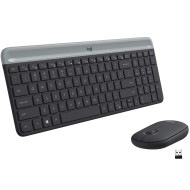 مجموعة لوحة مفاتيح وماوس لاسلكية Logitech MK470 Slim تصميم عصري نحيف، كاملة الحجم، بمفاتيح منخفضة الصوت