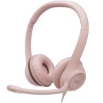 سماعة رأس سلكية لوجيتك H390 USB - ميكروفون ثنائي الاتجاه مع إلغاء الضوضاء - تحكم مدمج - صوت رقمي دقيق - تركيب Plug-and-Play - وردي