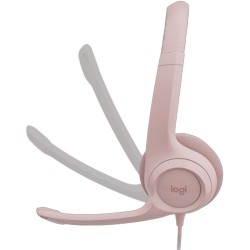 سماعة رأس سلكية لوجيتك H390 USB - ميكروفون ثنائي الاتجاه مع إلغاء الضوضاء - تحكم مدمج - صوت رقمي دقيق - تركيب Plug-and-Play - وردي