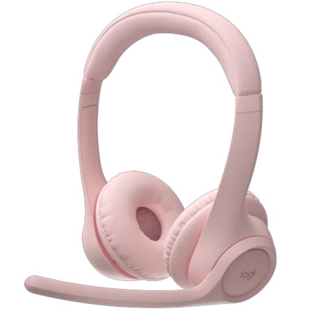 سماعة لاسلكية Logitech Zone 300 [BT]، ميكروفونات مزدوجة، عمر بطارية يصل إلى 20 ساعة، تحكم مدمج، دعم تطبيق Logi Tune – وردي