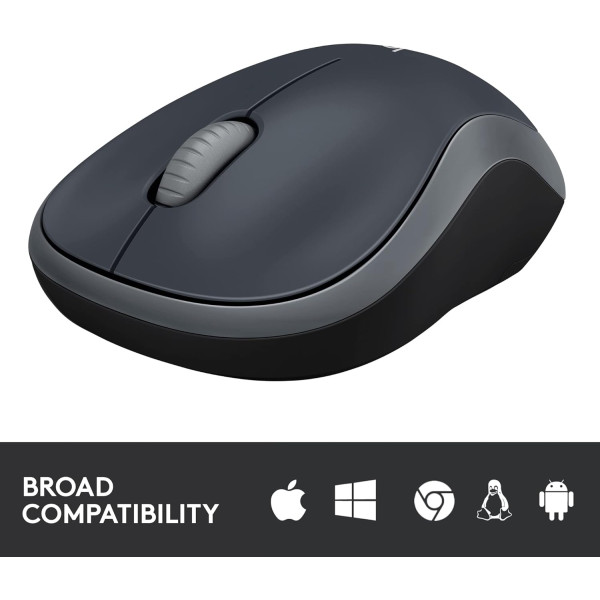 Wireless Mouse - Grey Logitech M185 - Precise Optical Tracking with 12-Month Battery Life Wireless Mouse - Grey Logitech M185 - Precise Optical Tracking with 12-Month Battery Life