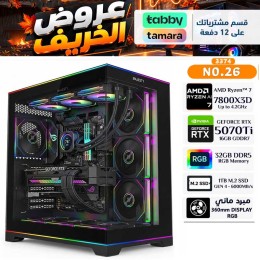 عروض الخريف - بي سي قيمنق احترافي رقم 026 - تقسيط - AMD Ryzen 7 7800X3D - كرت شاشة RTX 5070 Ti 16GB