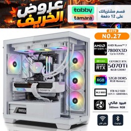 عروض الخريف - بي سي قيمنق احترافي رقم 027 - تقسيط - AMD Ryzen 7 7800X3D - كرت شاشة RTX 5070 Ti 16GB