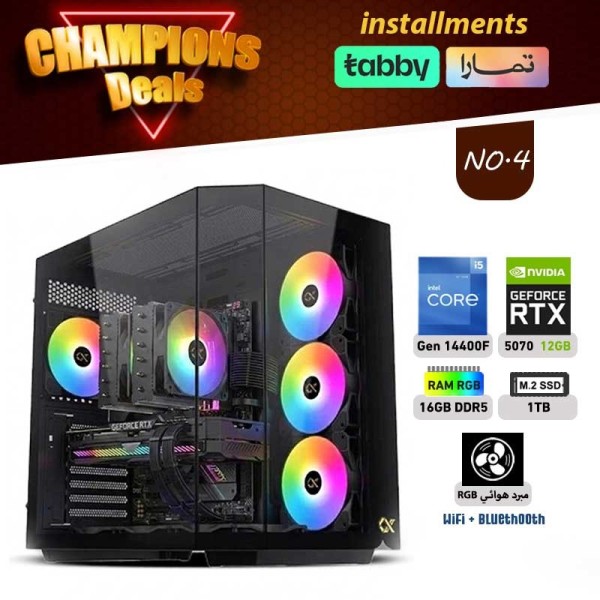 عروض الأبطال بي سي تجميعة احترافية أقساط رقم 4 - i5 14400F الجيل الرابع عشر - RTX 5070 12GB