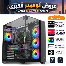 عروض نوفمبر الكبرى - بي سي قيمنق احترافي رقم 022 - AMD Ryzen 7 9700X - كرت شاشة AMD Radeon RX 9070 16GB OC