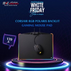 عروض الجمعة البيضاء - ماوس باد CORSAIR MM800 RGB POLARIS, إضاءة RGB خلفية, الأبعاد  356 × 260 × 5 مم, سطح مايكرو منخفض الاحتكاك, منفذ USB إضافي - أسود