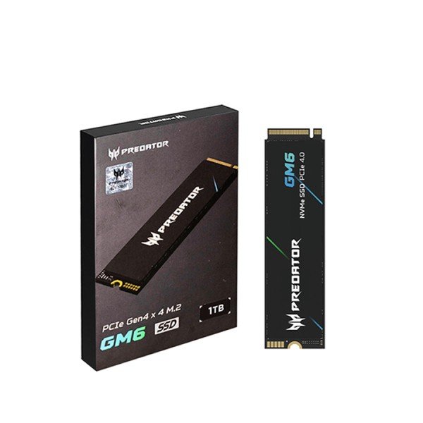 وحدة تخزين من PREDATOR GM6, سعة 1 تيرابايت, واجهة PCIe Gen 4x4 NVMe, سرعات قراءة تصل حتى 7200MB/s, تقنية 3D TLC, تصميم لتحمل الاستخدام المكثف