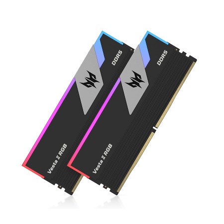 ذاكرة للتجميعات الاحترافية PREDATOR Vesta II, سعة 64 جيجابايت DDR5, تردد 6000MHz, توقيت CL30 منخفض للاستجابة السريعة, دعم EXPO وXMP 3.0, إضاءة ARGB - أسود ذاكرة للتجميعات الاحترافية PREDATOR Vesta II, سعة 64 جيجابايت DDR5, تردد 6000MHz, توقيت CL30 منخفض للاستجابة السريعة, دعم EXPO وXMP 3.0, إضاءة ARGB - أسود