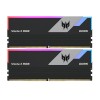 ذاكرة للتجميعات الاحترافية  PREDATOR Vesta II, سعة 64 جيجابايت DDR5, تردد 6000MHz, توقيت CL30 منخفض للاستجابة السريعة, دعم EXPO وXMP 3.0, إضاءة ARGB - أسود
