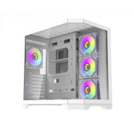 كيس كمبيوتر  AiGO FT418 Pro ميد تاور ATX مع 7 مراوح ARGB - أبيض