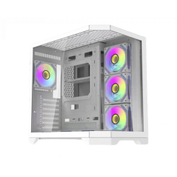 كيس كمبيوتر  AiGO FT418 Pro ميد تاور ATX مع 7 مراوح ARGB - أبيض