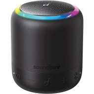 مكبر الصوت Soundcore Mini 3 Pro, بلوتوث 5.0, مقاومة للماء بمعيار IPX7, بطارية تدوم حتى 15 ساعة, إضاءة LED متزامنة مع الموسيقى, منفذ شحن USB-C - أسود 