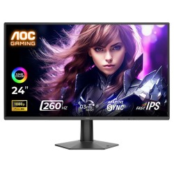 شاشة العاب احترافية AOC 27G50Z/89، مقاس 24 بوصة 23.8، دقة FHD (1920×1080)، لوحة Fast IPS، معدل تحديث 260Hz، زمن استجابة 0.3ms، دعم HDR، وتقنية Adaptive Sync – اسود