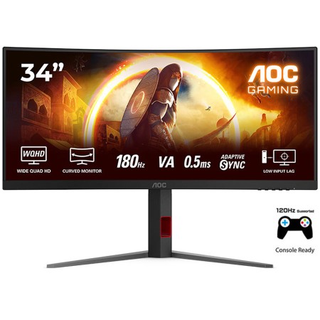 شاشة قيمنق للألعاب AOC CU34G4 مقاس 34" منحنية عريضة - دقة UWQHD - تردد 180Hz - استجابة 0.5ms