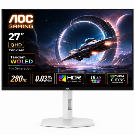 شاشة قيمنق ألعاب اي او سي Q27G4ZDP/WS مقاس 27 بوصة - 2K QHD - Tandem WOLED - 280Hz - 0.03ms - HDMI 2.1