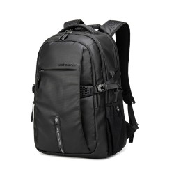 حقيبة الظهر ARCTIC HUNTER B00388, تصميم خفيف الوزن مع ظهر قابل للتهوية, مخصصة لحمل لابتوب حتى 15.6 بوصة, مصنوعة من البوليستر, جيب خلفي مضاد للسرقة - أسود 