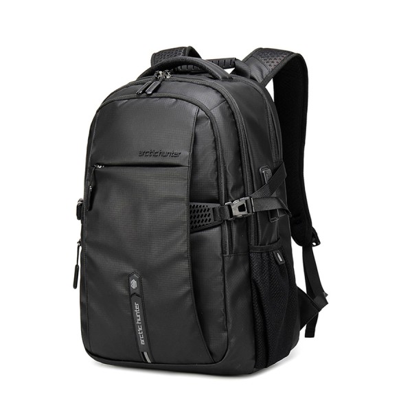 حقيبة الظهر ARCTIC HUNTER B00388, تصميم خفيف الوزن مع ظهر قابل للتهوية, مخصصة لحمل لابتوب حتى 15.6 بوصة, مصنوعة من البوليستر, جيب خلفي مضاد للسرقة - أسود
