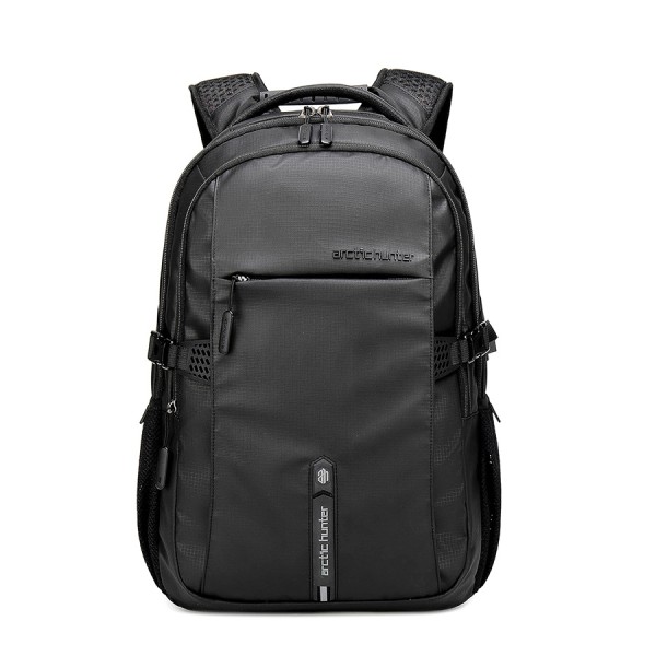 حقيبة الظهر ARCTIC HUNTER B00388, تصميم خفيف الوزن مع ظهر قابل للتهوية, مخصصة لحمل لابتوب حتى 15.6 بوصة, مصنوعة من البوليستر, جيب خلفي مضاد للسرقة - أسود