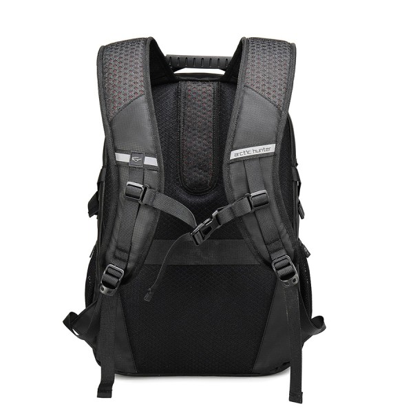 حقيبة الظهر ARCTIC HUNTER B00388, تصميم خفيف الوزن مع ظهر قابل للتهوية, مخصصة لحمل لابتوب حتى 15.6 بوصة, مصنوعة من البوليستر, جيب خلفي مضاد للسرقة - أسود