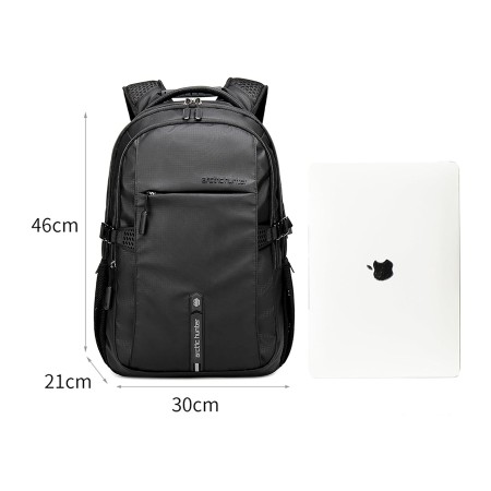 Backpack ARCTIC HUNTER B00388, Waterproof polyester material, cover laptops up to 15.6 inches, Anti-theft back pocket , Multiple compartments - BLACK