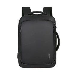 حقيبة الظهر RAHALA 1901 MEINAILI, مصممة للاستخدام اليومي والتنقل, جيوب متعددة, مقاس لابتوب حتى 15.6 بوصة, بوليستر مقاوم للماء, منفذ شحن USB - أسود 