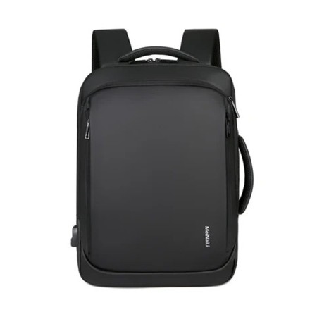Backpack RAHALA 1901 MEINAILI, Practical design for everyday use, Backpack or hand-carry, cover laptops up to 15.6 inches, USB charging port, water-resistant  - BLACK