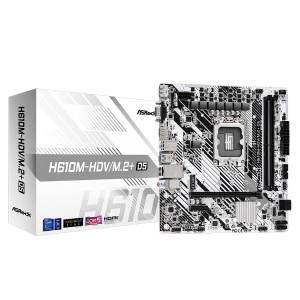 لوحة أم ASRock H610M‑HDV/M.2+ D5، تدعم ذاكرة مع DDR5 و منفذ 1 × USB 3.2 Gen1 Type-C - ابيض