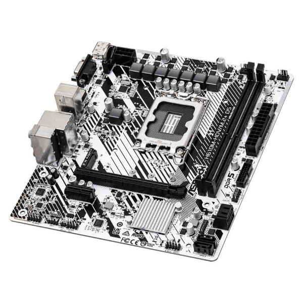 لوحة أم ASRock H610M‑HDV/M.2+ D5، تدعم ذاكرة مع DDR5 و منفذ 1 × USB 3.2 Gen1 Type-C - ابيض