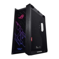 صندوق احترافي ASUS ROG Strix Helios GX601, حجم Mid-Tower يدعم لوحات E-ATX, إضاءة RGB متوافقة مع Aura Sync, حامل مدمج لدعم كروت الشاشة, منفذ USB Type-C أمامي - أسود