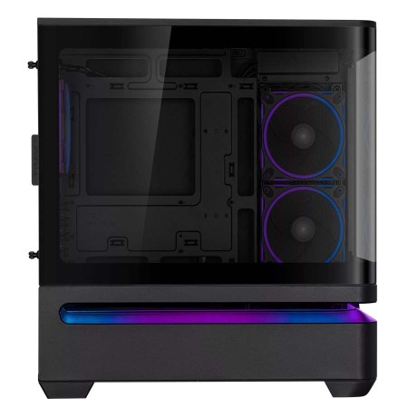 صندوق احترافي ASUS PRIME AP202 بحجم Mid Tower، مزود بزجاج بانورامي مقوّس من النوع Tempered Glass، يدعم اللوحات الأم Micro-ATX وMini-ITX -  اسود