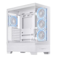 صندوق احترافي العاب ASUS A31 PLUS TG ARGB، مزود بأربع مراوح ARGB مثبتة مسبقًا، زجاج مقوّى، تصميم Mid Tower، يدعم تقنية BTF للتوصيلات المخفية – ابيض