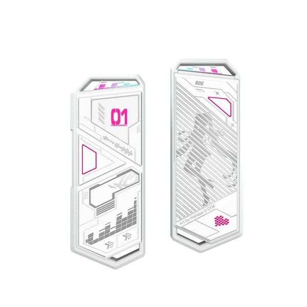 حاوية تخزين خارجية ASUS ROG STRIX ARION, تصميم خاص Hatsune Miku, دعم أقراص M.2 NVMe بأحجام: 2230 / 2242 / 2260 / 2280, واجهة USB 3.2 Gen 2 Type-C, سرعة نقل تصل إلى 10Gbps - أبيض