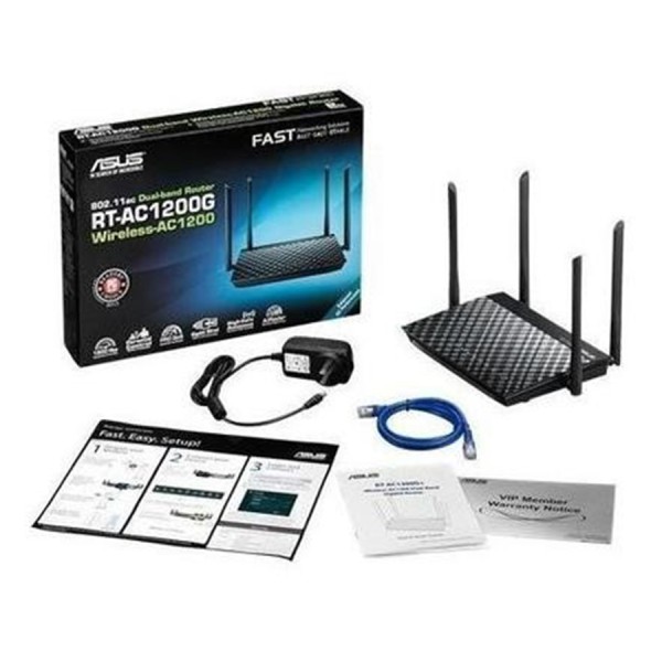 ASUS RT-AC1200G+ AC1200 Dual-Band Router, speeds up to 1167Mbps, Dual-band 2.4GHz & 5GHz, 4x external antennas - Black